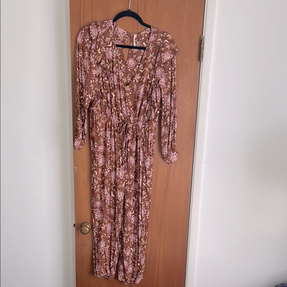 Free People Floral Brown jumpsuit